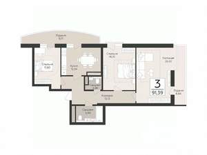 3-к квартира, вторичка, 91м2, 13/17 этаж