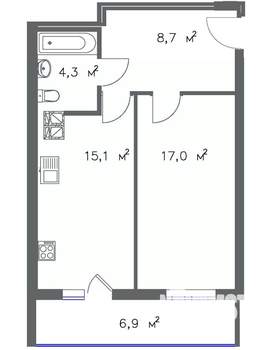 1-к квартира, вторичка, 50м2, 3/20 этаж