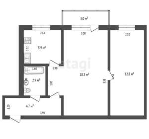 2-к квартира, вторичка, 45м2, 2/5 этаж