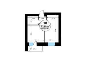 1-к квартира, вторичка, 38м2, 2/18 этаж