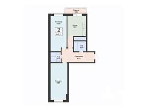 2-к квартира, вторичка, 66м2, 4/24 этаж