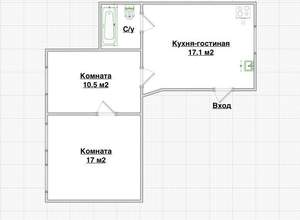 2-к квартира, вторичка, 47м2, 1/2 этаж