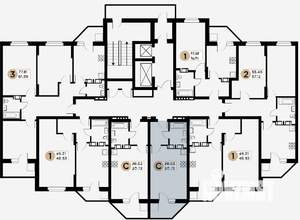 1-к квартира, строящийся дом, 45м2, 4/26 этаж