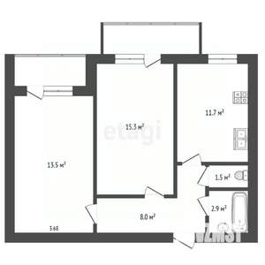 2-к квартира, вторичка, 70м2, 2/16 этаж