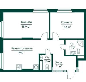 3-к квартира, строящийся дом, 63м2, 15/29 этаж