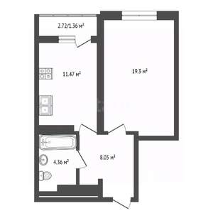 1-к квартира, вторичка, 44м2, 9/26 этаж