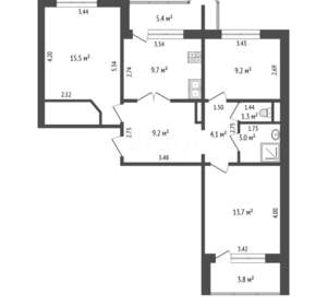 3-к квартира, вторичка, 75м2, 1/12 этаж