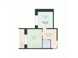 1-к квартира, вторичка, 43м2, 4/12 этаж