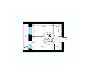 1-к квартира, вторичка, 38м2, 6/18 этаж