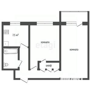 2-к квартира, вторичка, 44м2, 4/5 этаж