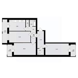 3-к квартира, вторичка, 106м2, 2/8 этаж