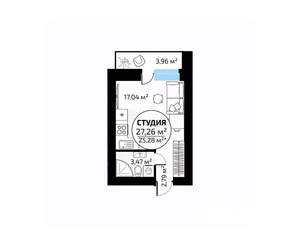 Студия квартира, вторичка, 27м2, 1/18 этаж