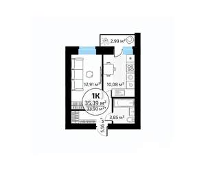 1-к квартира, вторичка, 35м2, 18/18 этаж
