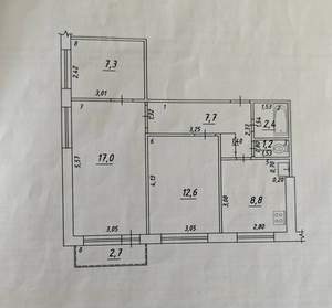3-к квартира, вторичка, 57м2, 6/9 этаж