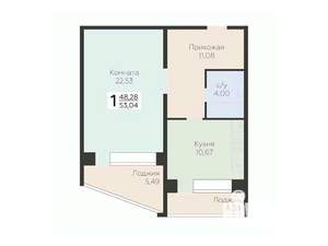 1-к квартира, вторичка, 53м2, 6/12 этаж