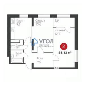 2-к квартира, вторичка, 58м2, 18/19 этаж