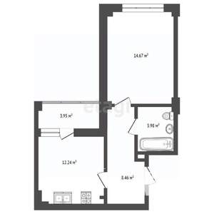 1-к квартира, вторичка, 43м2, 9/19 этаж