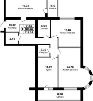 3-к квартира, вторичка, 120м2, 1/5 этаж