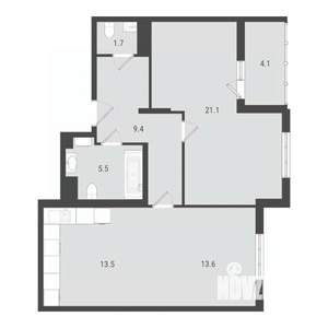 1-к квартира, вторичка, 69м2, 2/24 этаж