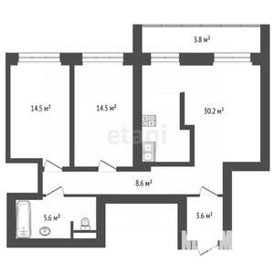 3-к квартира, вторичка, 77м2, 2/18 этаж
