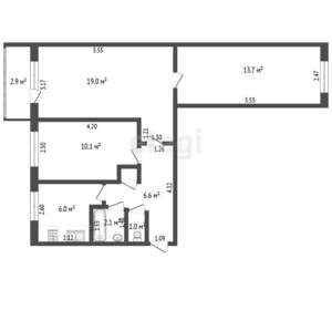 3-к квартира, вторичка, 59м2, 2/5 этаж
