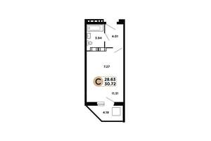 Студия квартира, строящийся дом, 29м2, 9/25 этаж
