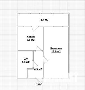 1-к квартира, вторичка, 44м2, 15/16 этаж