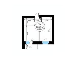 1-к квартира, вторичка, 38м2, 17/18 этаж