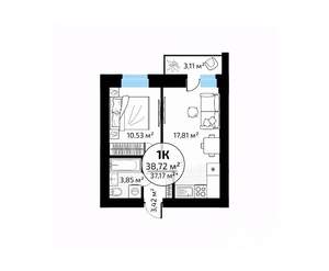 1-к квартира, вторичка, 39м2, 8/18 этаж
