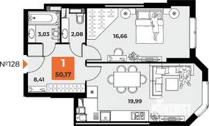 1-к квартира, вторичка, 50м2, 14/23 этаж