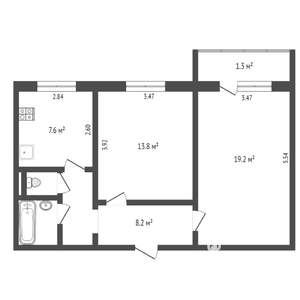 2-к квартира, вторичка, 55м2, 3/11 этаж