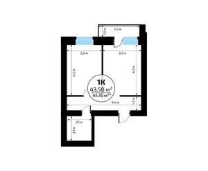 1-к квартира, вторичка, 44м2, 6/18 этаж
