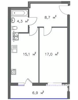 1-к квартира, строящийся дом, 50м2, 8/20 этаж