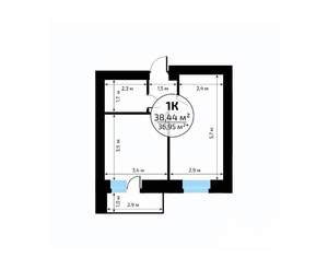 1-к квартира, вторичка, 38м2, 8/18 этаж