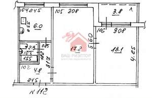 2-к квартира, вторичка, 44м2, 1/9 этаж
