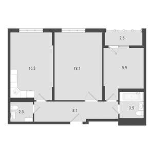 2-к квартира, вторичка, 61м2, 24/24 этаж