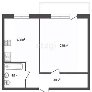 1-к квартира, вторичка, 46м2, 18/22 этаж