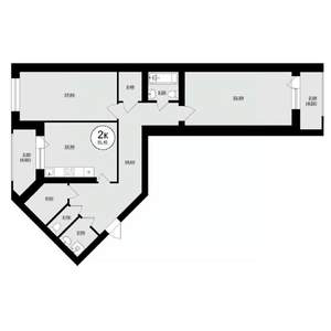 2-к квартира, вторичка, 91м2, 1/8 этаж