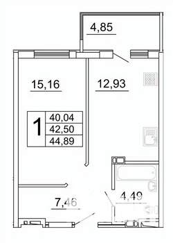 1-к квартира, строящийся дом, 45м2, 18/27 этаж