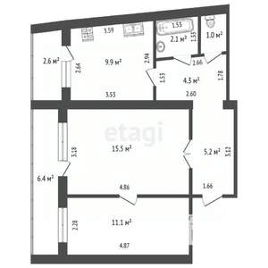 2-к квартира, вторичка, 49м2, 4/9 этаж