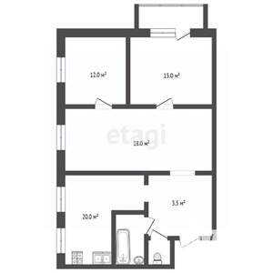 3-к квартира, вторичка, 61м2, 2/5 этаж