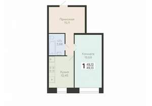 1-к квартира, вторичка, 49м2, 1/10 этаж