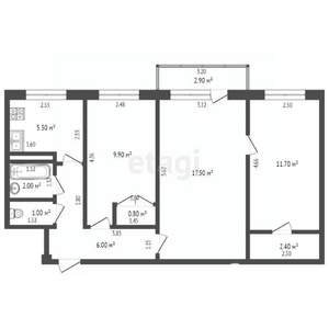 3-к квартира, вторичка, 57м2, 2/5 этаж
