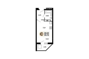 Студия квартира, вторичка, 29м2, 4/25 этаж