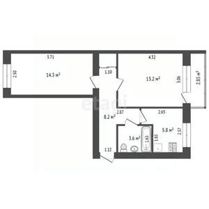 2-к квартира, вторичка, 45м2, 2/5 этаж