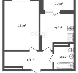 1-к квартира, вторичка, 37м2, 3/25 этаж