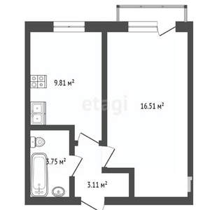 1-к квартира, вторичка, 33м2, 2/3 этаж