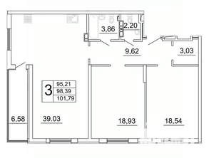 3-к квартира, строящийся дом, 102м2, 5/27 этаж