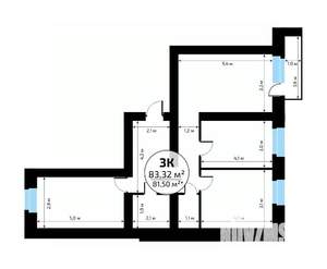 3-к квартира, вторичка, 83м2, 8/18 этаж