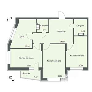 3-к квартира, вторичка, 95м2, 20/22 этаж